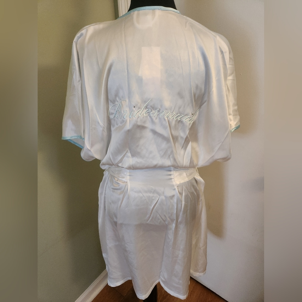 Bridesmaid Robe White and Blue Trim